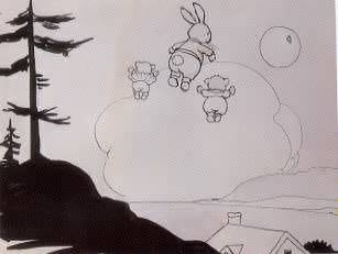 Flying Bunny And Bear (and three companion illustrations (ea