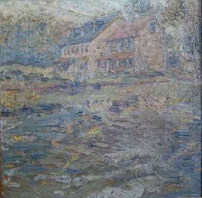 Houses by a River by Jules Scalella - Auction record, sale price, and art valuation. Compare with similar artists and explore comparable artworks.