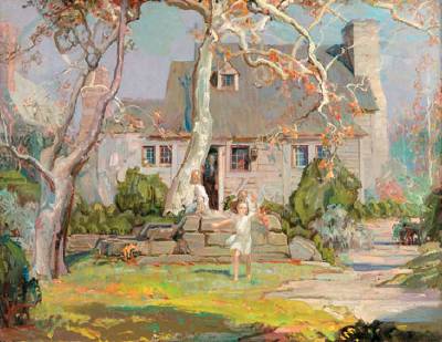 Children Playing on a Stone Wall
