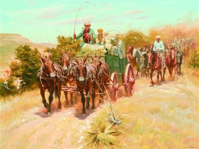 Sample artwork by Tom (Thomas) Ryan (1922 - 2011), known for cowboy genre, western theme painting, illustration - View similar artists and auction records