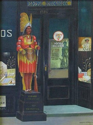 CIGAR STORE INDIAN WITH WAR BOND POSTERS