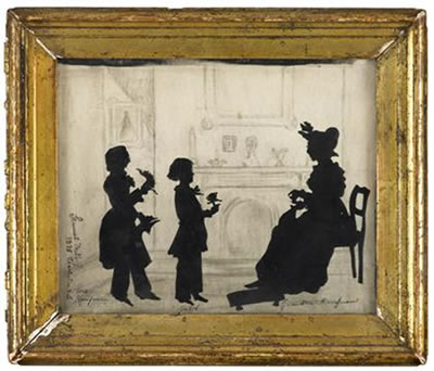 Silhouette of kaufman family members, charleston, sc. dated 1838