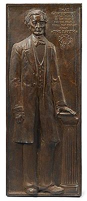Two bronze panels: scenes from the life of abraham lincoln