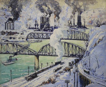 "STEEL MILLS, PITTSBURGH" by Frederick Wagner - Auction record, sale price, and art valuation. Compare with similar artists and explore comparable artworks.
