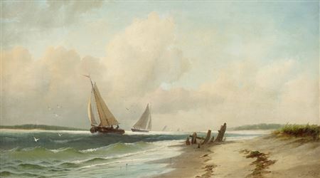 COASTAL VIEW WITH BOATS