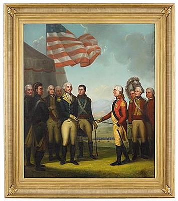 Washington accepting cornwallis's surrender at yorktown