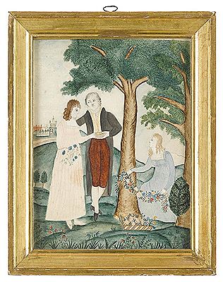 Two works: friendship, circa 1820, and young girl with goat