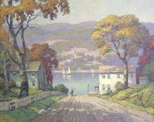 Spring Landscape with Figure on a Road by George Jensen - Auction record, sale price, and art valuation. Compare with similar artists and explore comparable artworks.