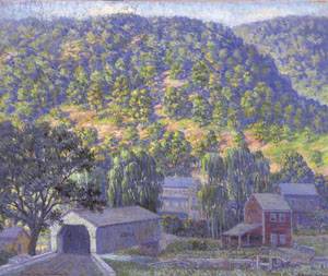 Covered Bridge, Uhlerstown, PA by Samuel Phillips - Auction record, sale price, and art valuation. Compare with similar artists and explore comparable artworks.