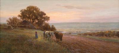 Sample artwork by Frank F English (1854 - 1922), known for genre, rural landscape and marine painting - View similar artists and auction records