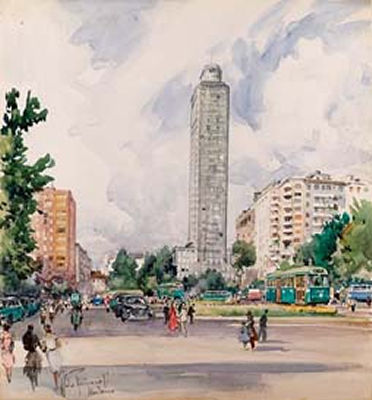 Piazza della Repubblica a Milano by Aldo Raimondi - Auction record, sale price, and art valuation. Compare with similar artists and explore comparable artworks.