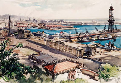 Porto di Barcellona by Aldo Raimondi - Auction record, sale price, and art valuation. Compare with similar artists and explore comparable artworks.