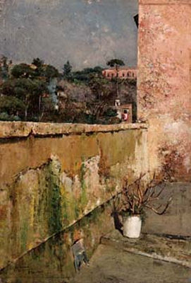 Terrazza a Capodimonte - 1887 by Giuseppe Casciaro - Auction record, sale price, and art valuation. Compare with similar artists and explore comparable artworks.