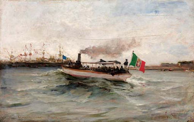 Lancia Ammiraglia Italiana durante le Feste Colombiane a Genova - 1892