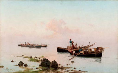Marina con pescatori