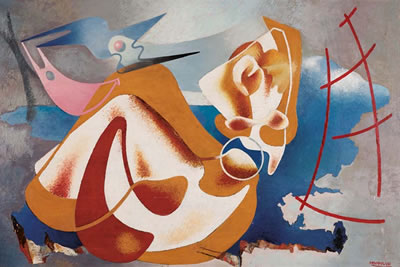 Sample artwork by Enrico Prampolini (1894 - 1956), known for futurist abstract painting, aerial landscapes and figuration - View similar artists and auction records