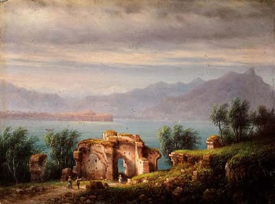 Rovine presso un lago montano