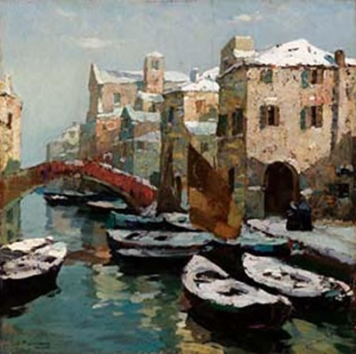 Impressione, Venezia sotto la neve by Angelo Pavan - Auction record, sale price, and art valuation. Compare with similar artists and explore comparable artworks.