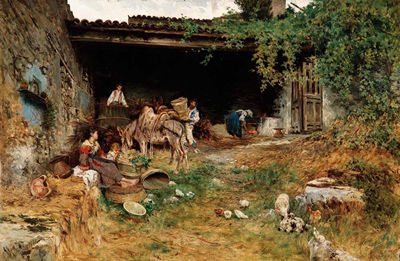 Sample artwork by Aurelio Tiratelli (1842 - 1900), known for views of cattle in the italian countryside - View similar artists and auction records