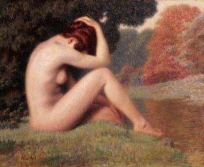 Nudo di donna in riva al fiume