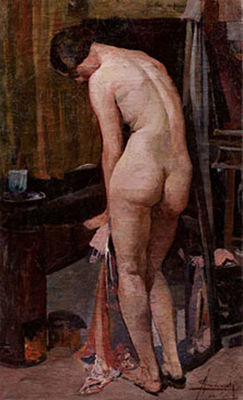 Interno con nudo di schiena