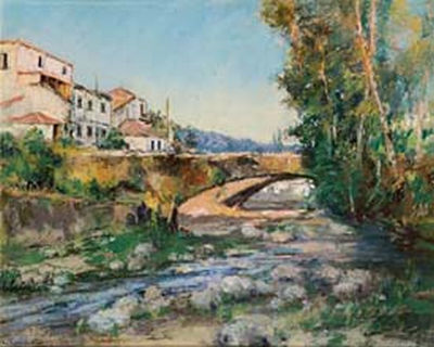 Paesaggio con borgo
