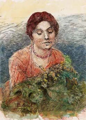 Ragazza con collana in corallo
