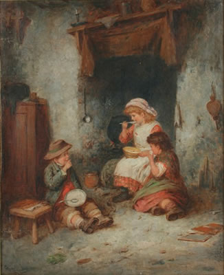 Three Children at a Hearth
