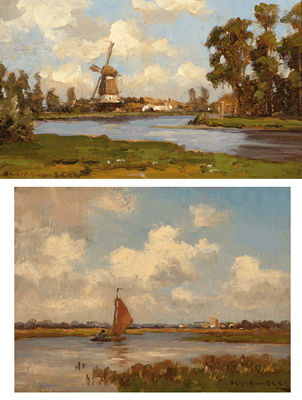 A) Gezicht op de loosdrechtse plassen en Loenen b) Gezicht op de molen van Vreeland by Bernardus Antonie van Beek - Auction record, sale price, and art valuation. Compare with similar artists and explore comparable artworks.