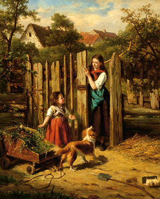 A playing girl with her dog on a farm yard by Jan Walraven - Auction record, sale price, and art valuation. Compare with similar artists and explore comparable artworks.