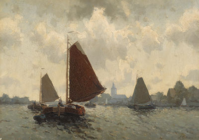 Ships at the mouth of a harbour