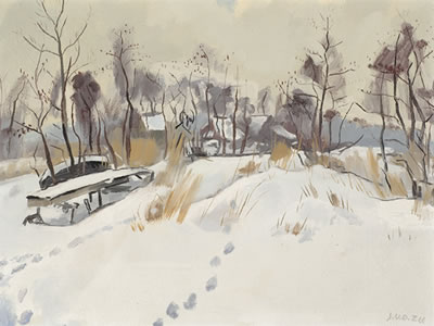 Snow-covered village