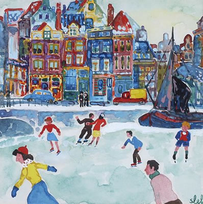 Ice skaters in Amsterdam
