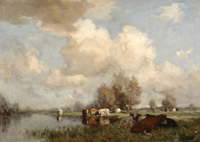 Cows by the water's edge