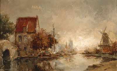 Inner harbour with a mill