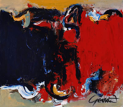 Composition with red and blue