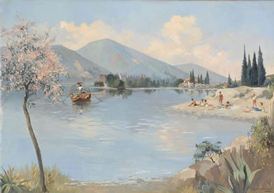 Italian lake with figures