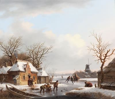 Icescape with 'koek-en-zopie' vendors