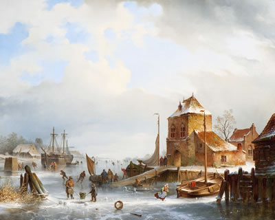 Wintery activities on the ice