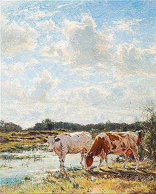 Bords de la Zan (Matin) by Frans (Baron) Courtens - Auction record, sale price, and art valuation. Compare with similar artists and explore comparable artworks.