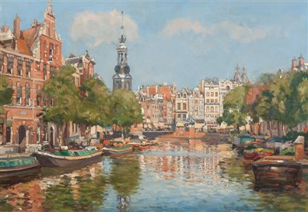 The Munttoren in Amsterdam in summer