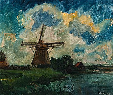 Polderlandschap met molen