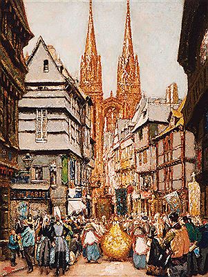 Procession in Quimper by Martin Monnickendam - Auction record, sale price, and art valuation. Compare with similar artists and explore comparable artworks.