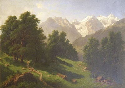 Bergères cheminant dans les Alpes