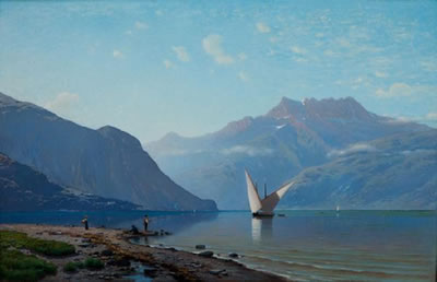 Voilier sur le lac Léman avec vue sur les Dents-du-Midi
