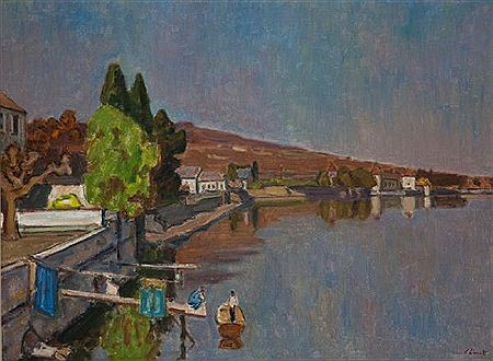 Rolle / Paysage lacustre by Charles Louis Auguste Chinet - Auction record, sale price, and art valuation. Compare with similar artists and explore comparable artworks.