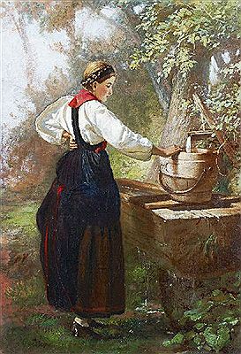 Jeune paysanne à la fontaine