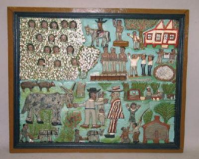 Slavery Time by Elijah Pierce - Auction record, sale price, and art valuation. Compare with similar artists and explore comparable artworks.