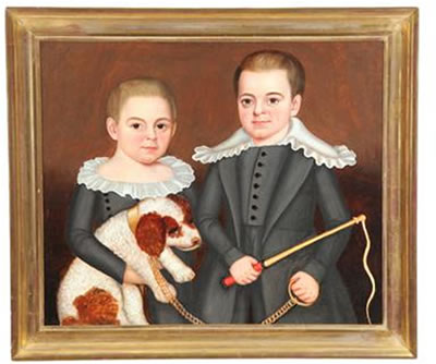 RARE DOUBLE PORTRAIT OF ALFRED AND JAMES J. COLLINS by Milton Hopkins - Auction record, sale price, and art valuation. Compare with similar artists and explore comparable artworks.