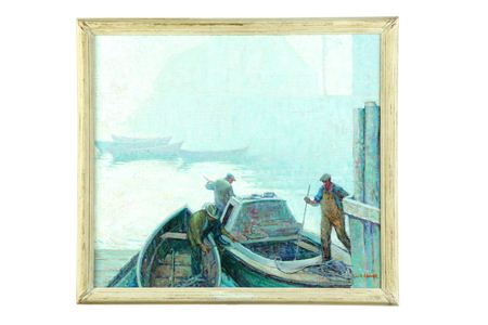 HARBOUR SCENE IN THE FOG (MAINE)